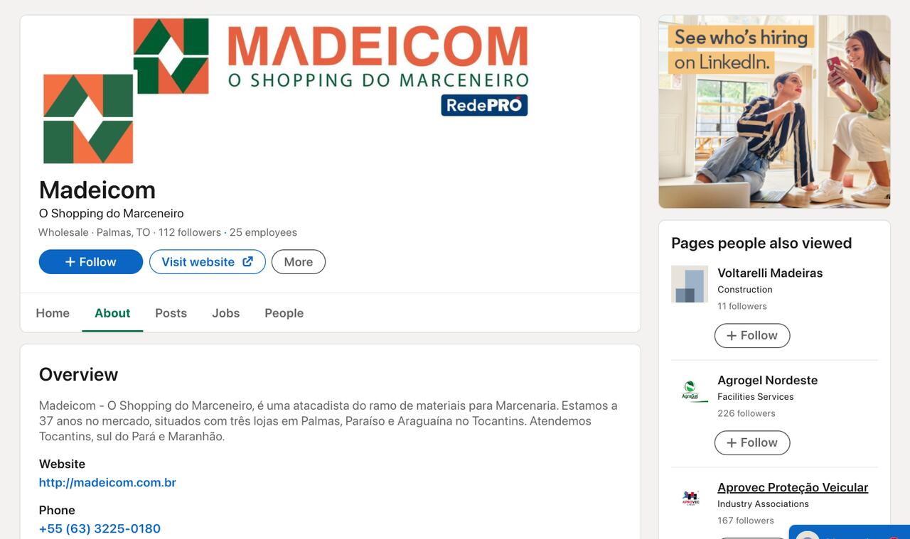 Página da Madeicom no LinkedIn para ver informaçõs sobre Jovem Aprendiz